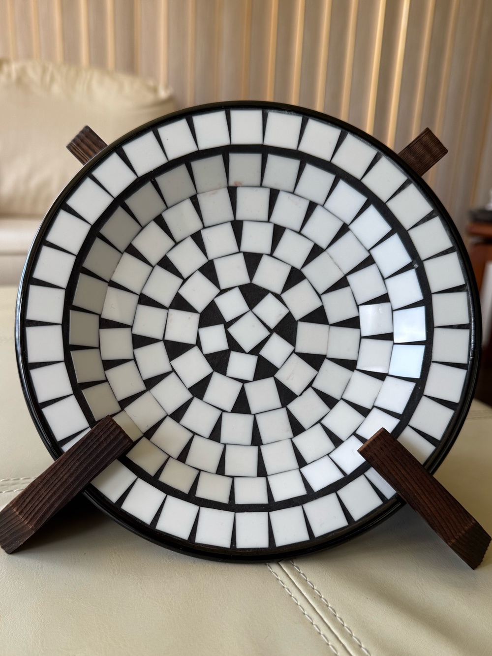 BR Keramik Denmark Black & White Mosaic Tile Decorative Plate